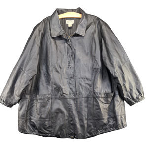 Via Accenti Women's Full Zip Quilted Lined Leather Jacket Black 34W